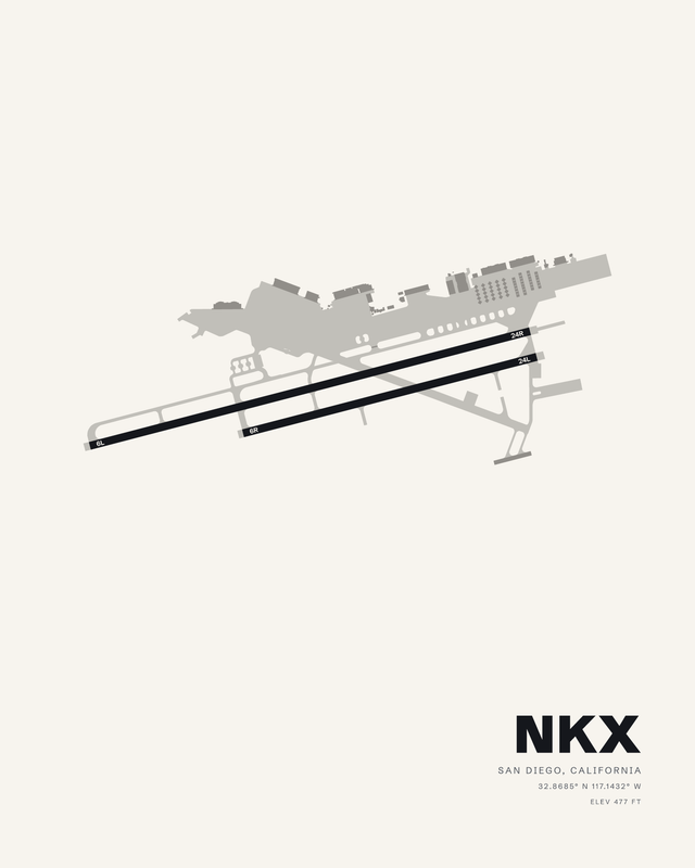 Miramar MCAS (Joe Foss Field) (NKX) airport map print