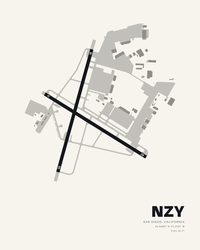 North Island NAS (Halsey Field) (NZY) airport map print