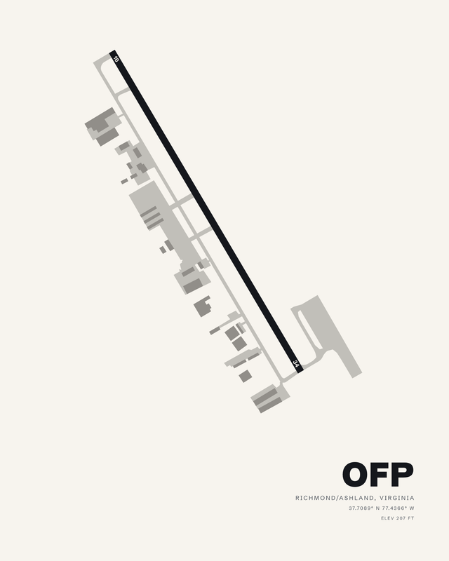 Richmond/Ashland OFP airport map print