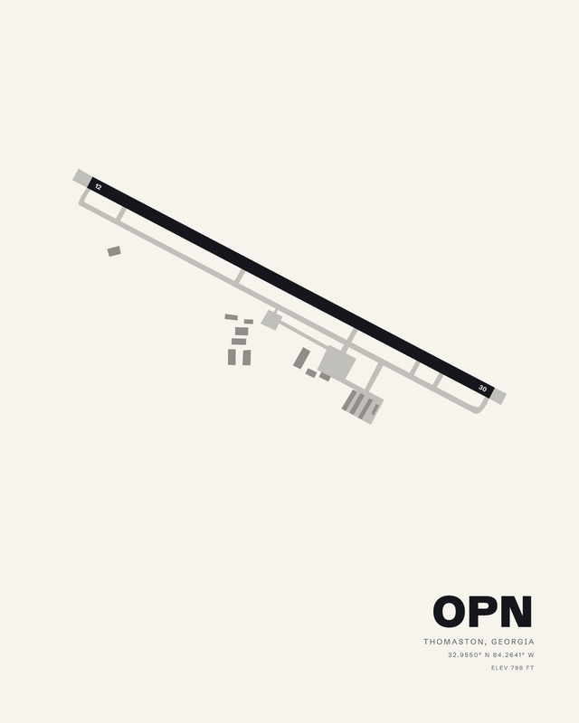 Thomaston OPN airport map print