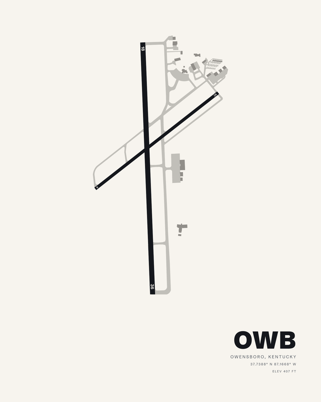 Owensboro OWB airport map print