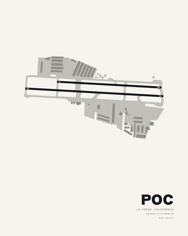 La Verne POC airport map print