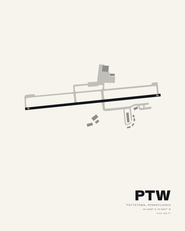 Pottstown PTW airport map print
