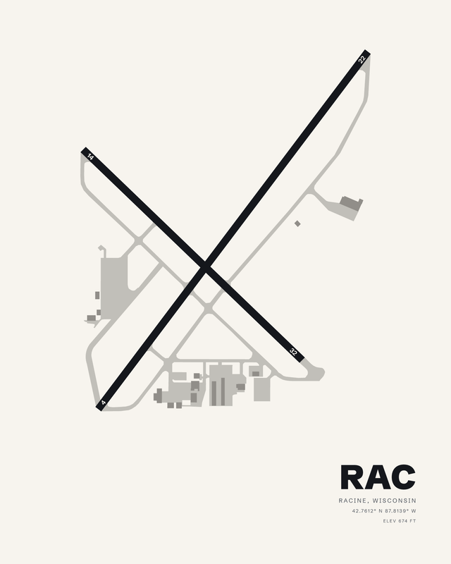 Racine RAC airport map print