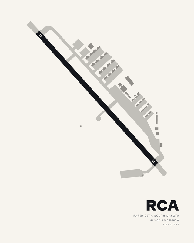 Ellsworth AFB (RCA) airport map print