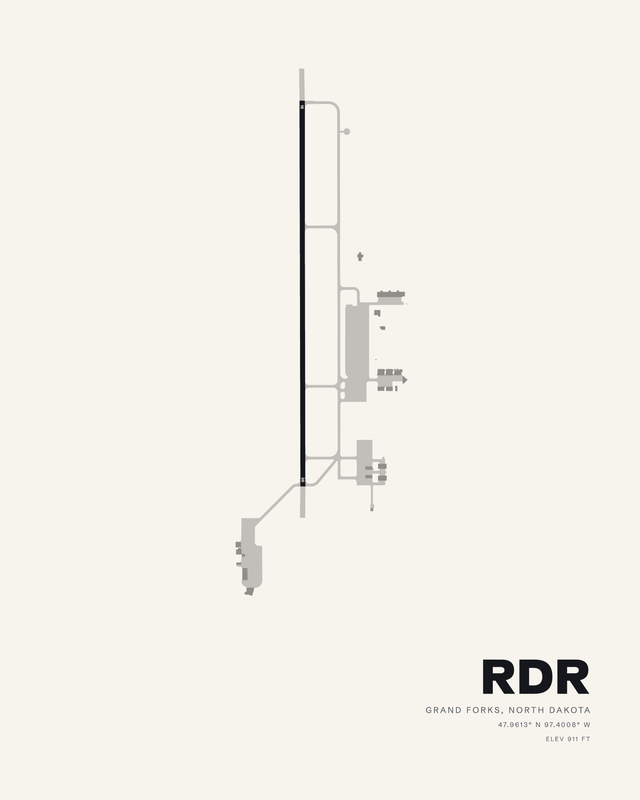 Grand Forks AFB (RDR) airport map print