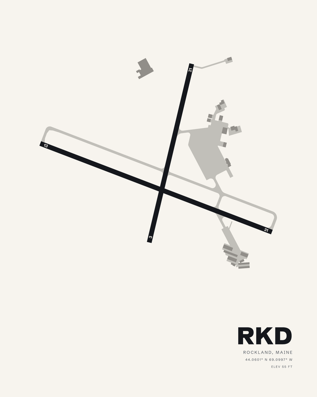 Rockland RKD airport map print