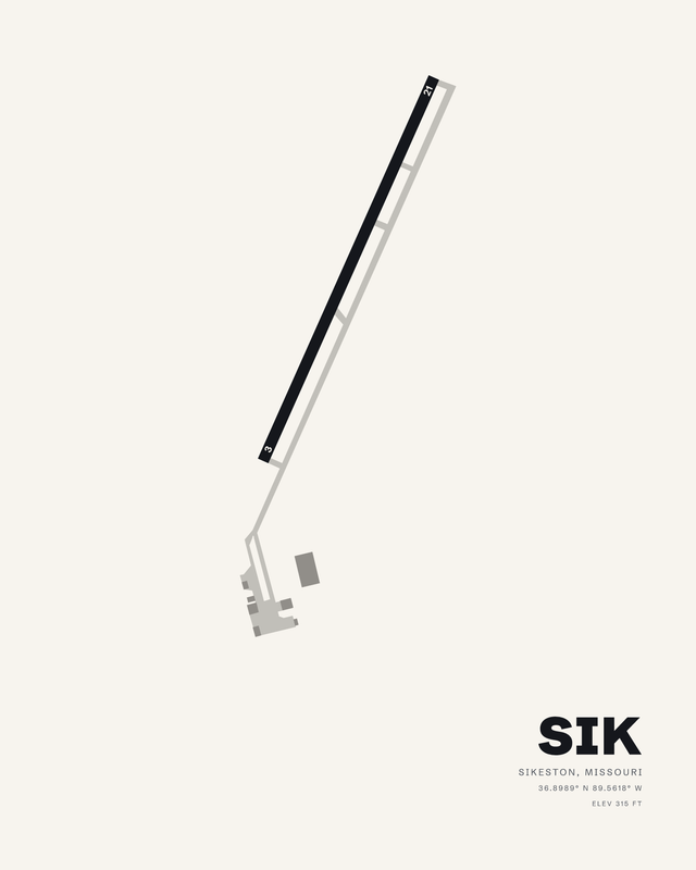 Sikeston SIK airport map print