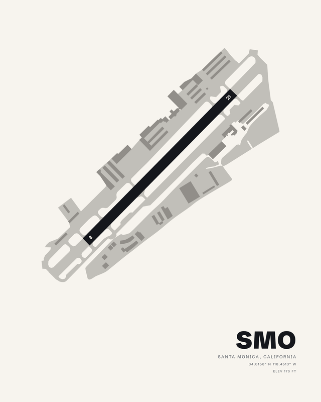 Santa Monica SMO airport map print