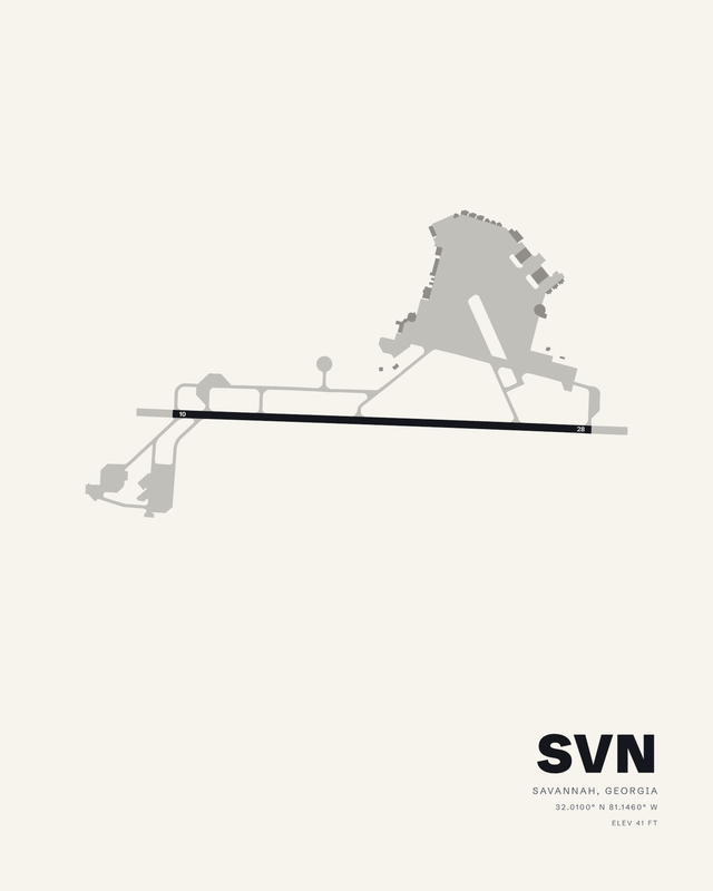 Hunter AAF (SVN) airport map print