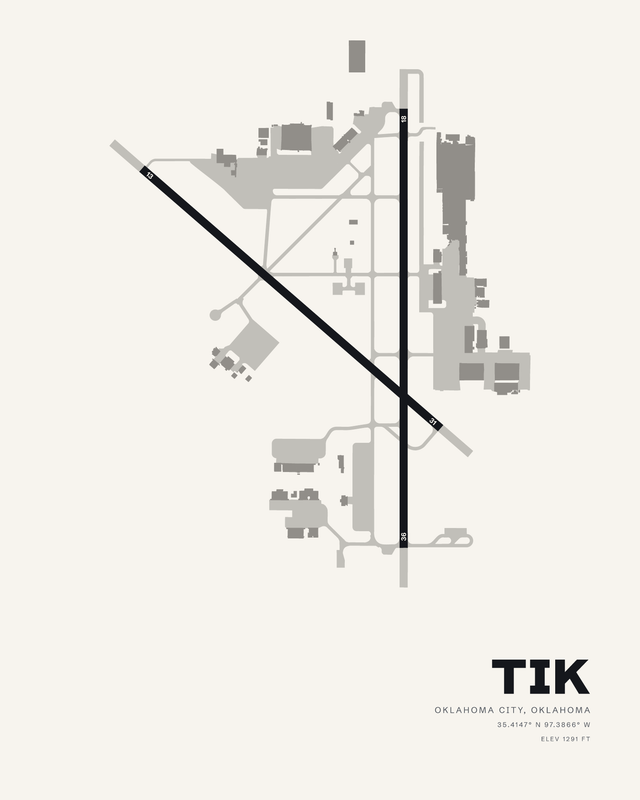 Tinker AFB (TIK) airport map print
