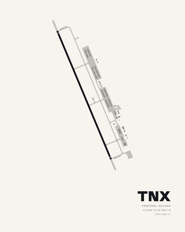 Tonopah Test Range (TNX) airport map print