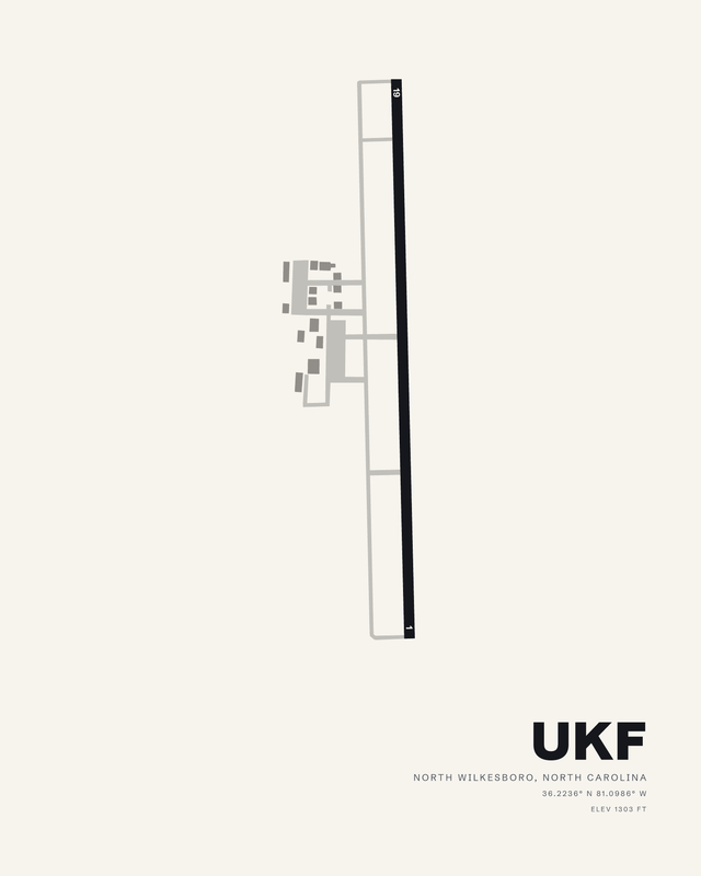 North Wilkesboro UKF airport map print