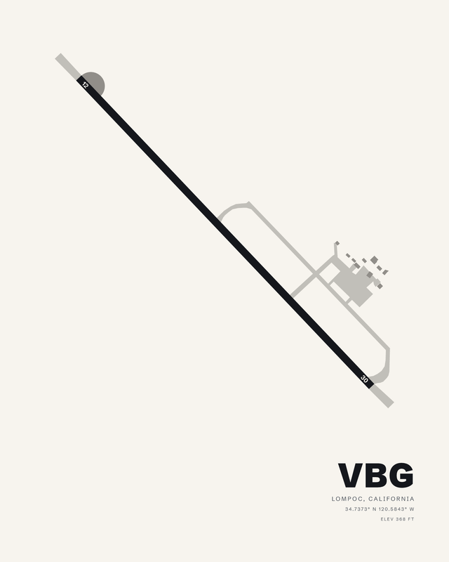 Vandenberg Space Force Base (VBG) airport map print