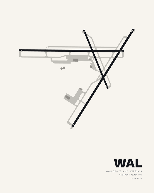Wallops Island WAL airport map print