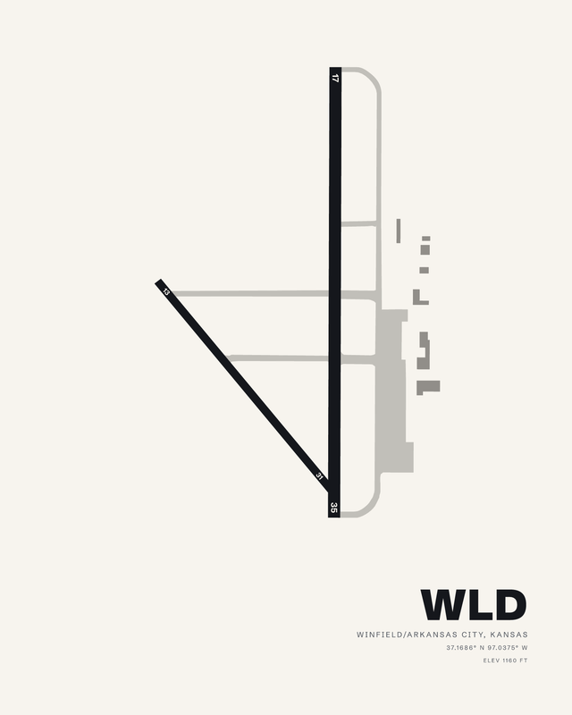Winfield/Arkansas City WLD airport map print