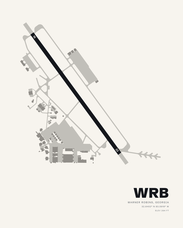 Robins AFB (WRB) airport map print