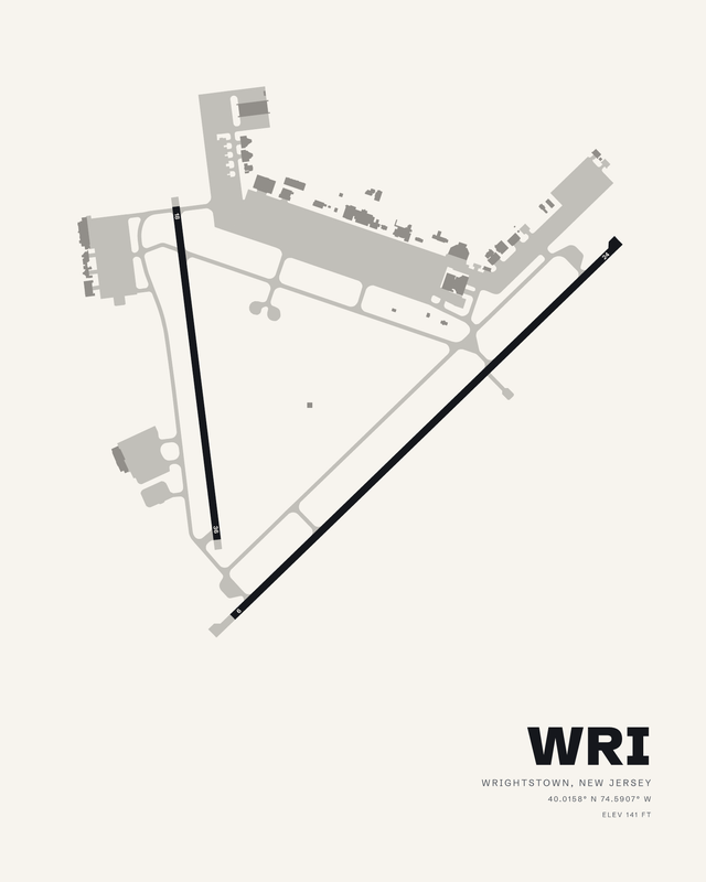 McGuire Field (Joint Base McGuire Dix Lakehurst) (WRI) airport map print