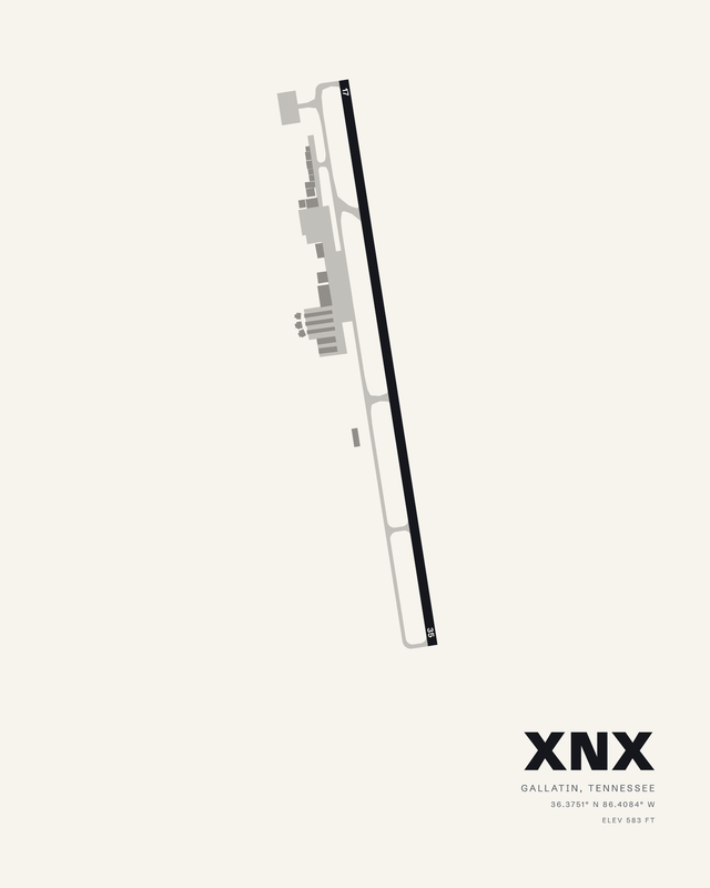 Gallatin XNX airport map print